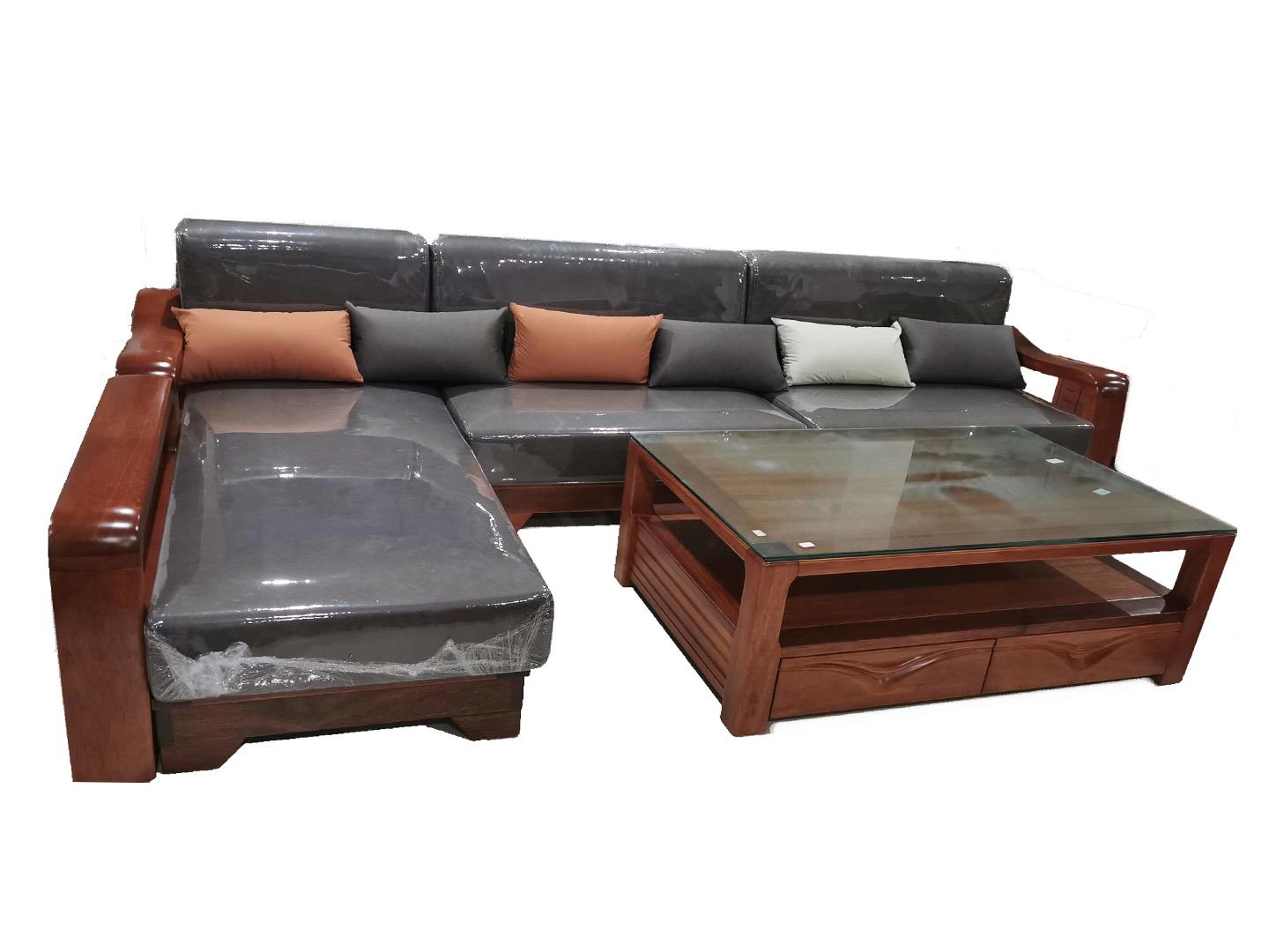 海棠色实木沙发套装-格木新中式沙发